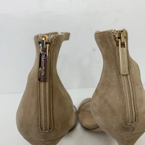 Tamara Mellon Reverse Frontline Champagne Suede Stilleto Heels Size 8 - Picture 4 of 8